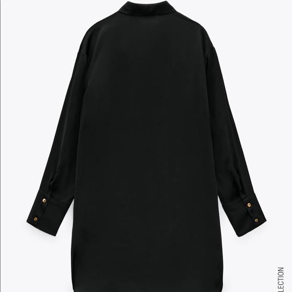 NWT Zara Long Sateen Shirt - Picture 2 of 7